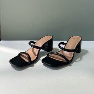 A New Day Black Double Strapped Heeled Sandals